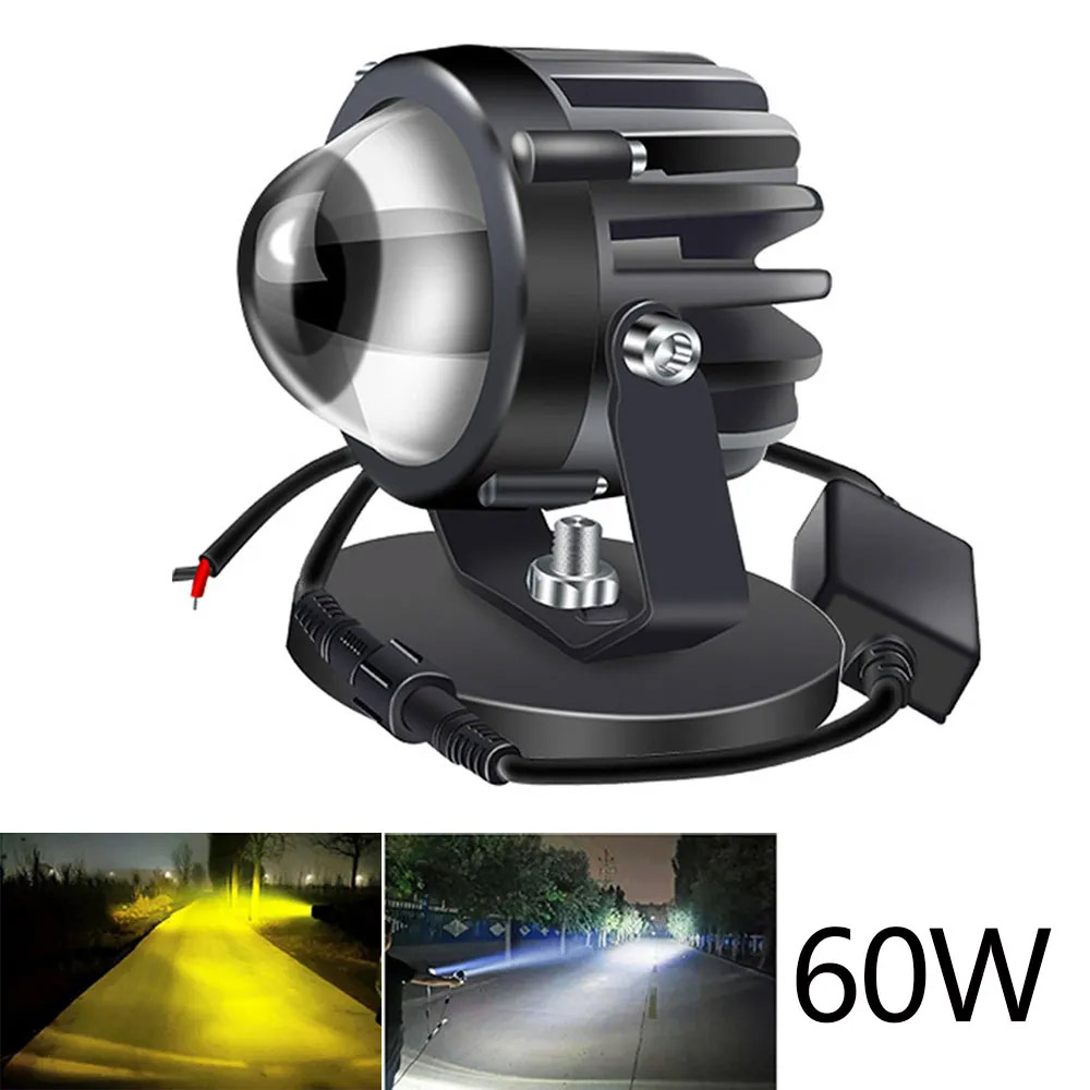 Universal Motorcycle Led Headlight Projector - オートバイ用レーザープロジェクター,フォグライト,サイドパワーポッド,トラック用プロジェクター,黄色と白のレンズ