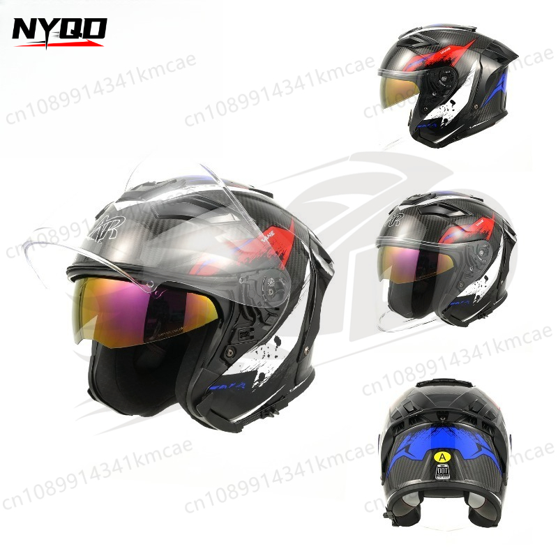 Carbon Fiber Lightweight Motorcycle Helmet - カーボンファイバーバイク用ヘルメット スリークォーターヘルメット 軽量バイク用安全ヘルメット オールシーズン対応 カスコパラモトス