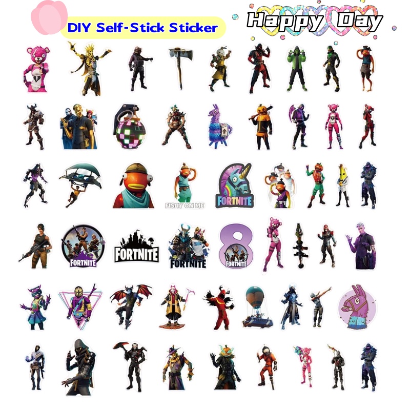 Scooter Parts - フォートナイトクリエイティブパーソナリティグラフィティステッカーアニメーション漫画グーカード携帯電話ケーススクーターウォーターカップステッカー装飾