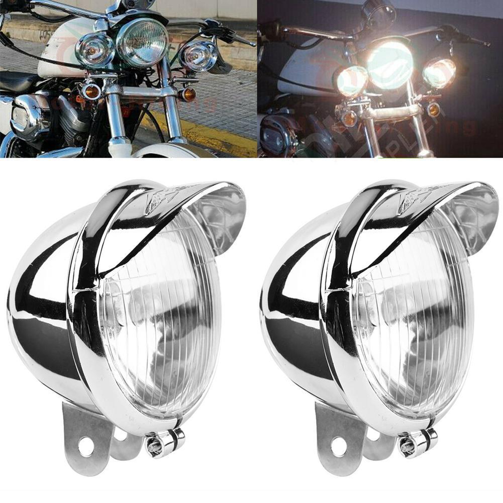 Universal Motorcycle Led Headlight Projector - クロームユニバーサルオートバイフォグランプヘッドライトランプ DC12V ハーレーツーリングスポーツスター XL 883 1200