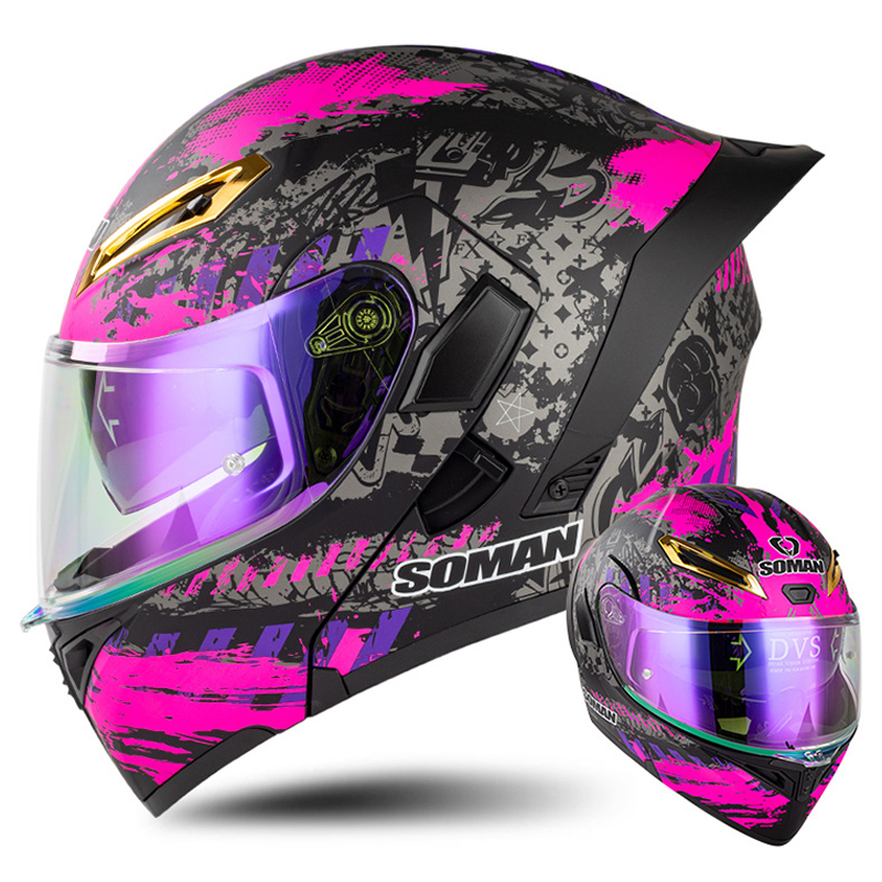 Modular Flip Up Motorcycle Helmet Dot Approved - 男性用オートバイヘルメット,ダブルレンズ,フラップ付き,ヴィンテージ,レトロ,フルフェイス,オートバイ,ダブルレンズ,ドット承認