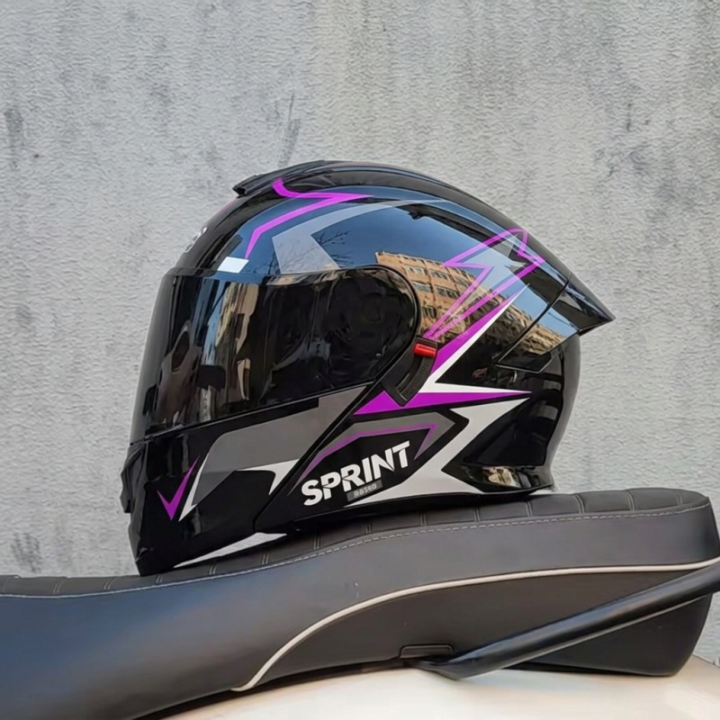 Modular Flip Up Motorcycle Helmet Dot Approved - DOT承認済み モジュラー式フリップアップフルフェイスヘルメット ダブルバイザー付き、モトクロス＆レーシング用ヘルメット