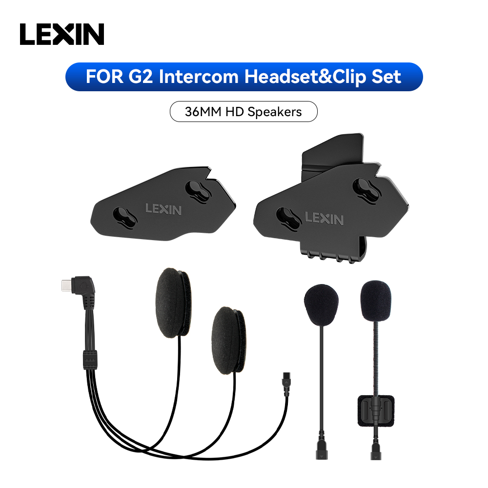 Universal Motorcycle Helmet Intercom Headset - オートバイのヘルメット用のインターホンとクリップ付きのアクセサリー,完全なハーフヘルメット用のアクセサリ,LEXIN-G2