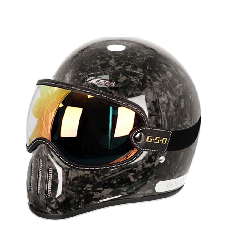 カーボンファイバーフルフェイスヘルメット,レトロ,機関車,オ - Carbon Fiber Lightweight Motorcycle Helmet のレビューと価格