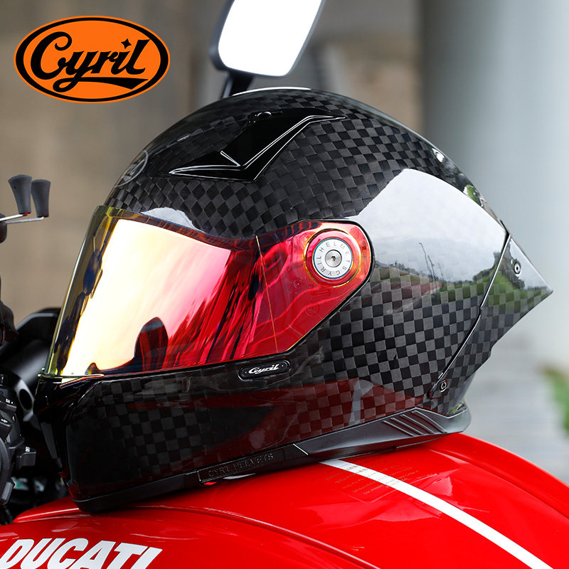 カーボンファイバーフルフェイスオートバイヘルメット軽量レーシ - Carbon Fiber Lightweight Motorcycle Helmet のレビューと価格