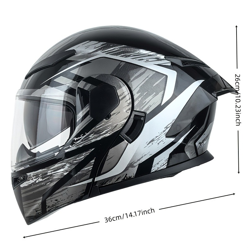 デュアルバイザー付きモジュラーフリップアップオートバイヘルメ - Modular Flip Up Motorcycle Helmet Dot Approved のレビューと価格