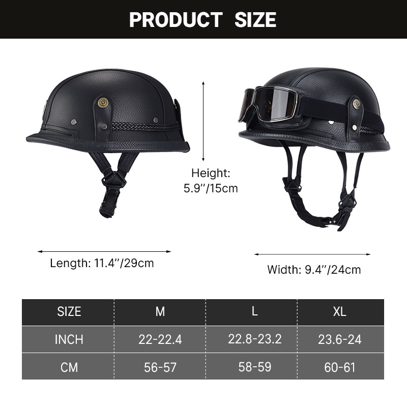 ドイツハーフヴィンテージヘルメットクラシックオープンフェイス - Vintage Open Face Retro Helmet のレビューと価格