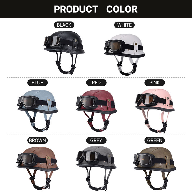 ドイツハーフヴィンテージヘルメットクラシックオープンフェイス - Vintage Open Face Retro Helmet のレビューと価格