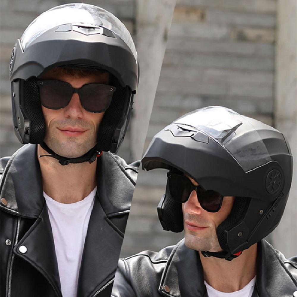 ダブルレンズ付きモジュラーモーターサイクルヘルメット,安全面 - Modular Flip Up Motorcycle Helmet Dot Approved のレビューと価格