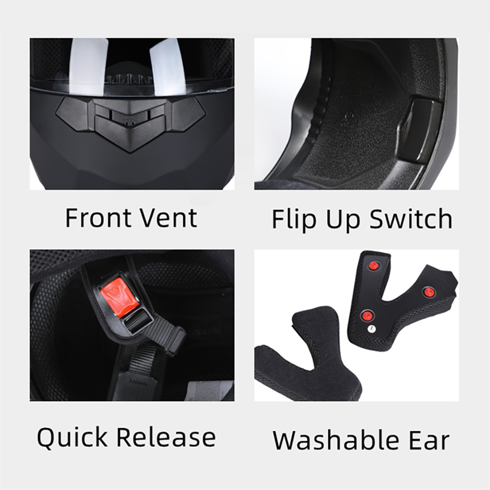 ダブルレンズ付きモジュラーモーターサイクルヘルメット,安全面 - Modular Flip Up Motorcycle Helmet Dot Approved のレビューと価格
