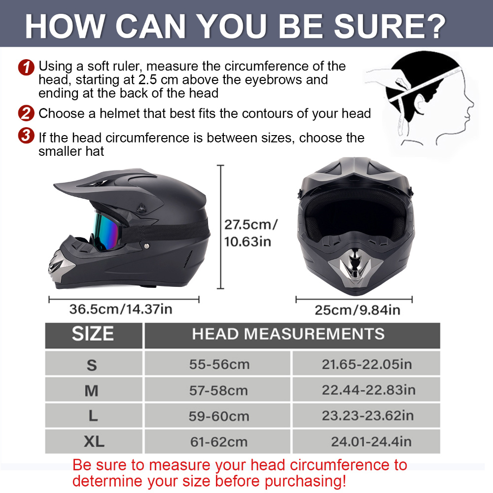 オフロードバイク用ヘルメット 4点セット 大人用 DOT認定 - Off Road Motocross Helmet Goggles Set のレビューと価格