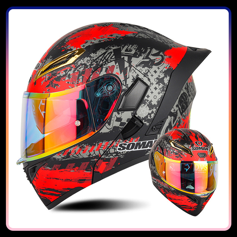 男性と女性のためのフルフェイスのオートバイのヘルメット,ダブ - Modular Flip Up Motorcycle Helmet Dot Approved のレビューと価格