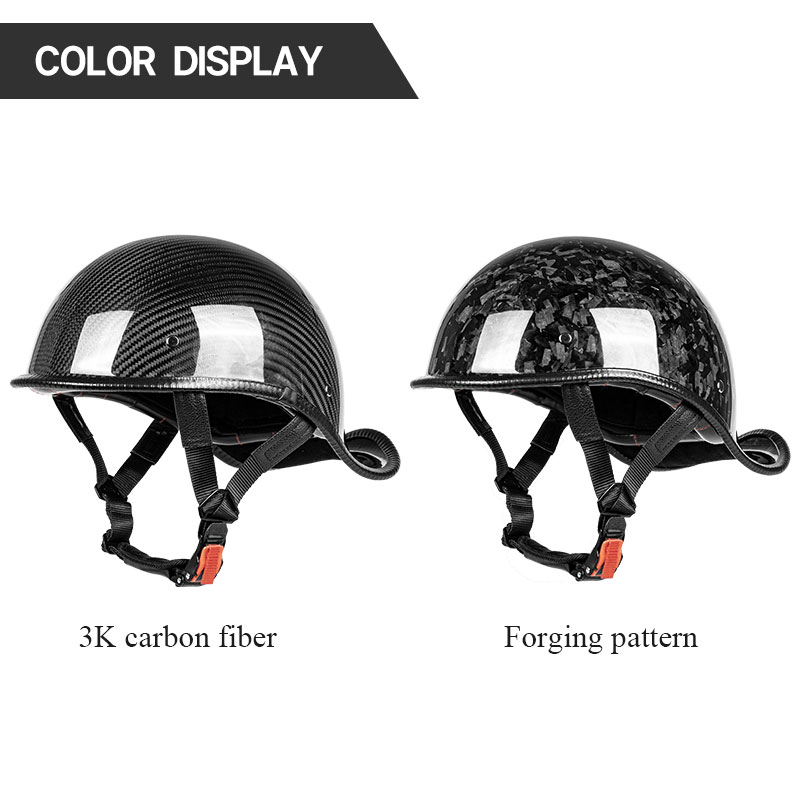 プレミアムカーボンファイバーオープンフェイスハーフヘルメット - Carbon Fiber Lightweight Motorcycle Helmet のレビューと価格
