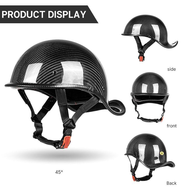 プレミアムカーボンファイバーオープンフェイスハーフヘルメット - Carbon Fiber Lightweight Motorcycle Helmet のレビューと価格