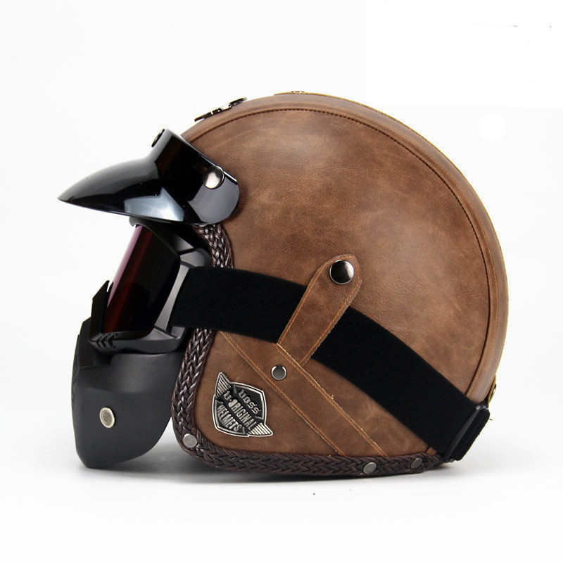 男性と女性のためのオープンフェイスのレトロなオートバイのヘル - Vintage Open Face Retro Helmet のレビューと価格