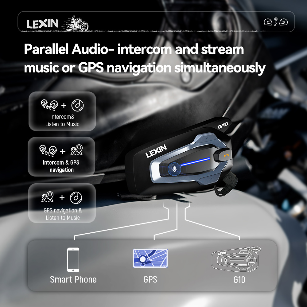 NEW-LEXIN G10 バイク用ヘルメットインターコム、 - Universal Motorcycle Helmet Intercom Headset のレビューと価格
