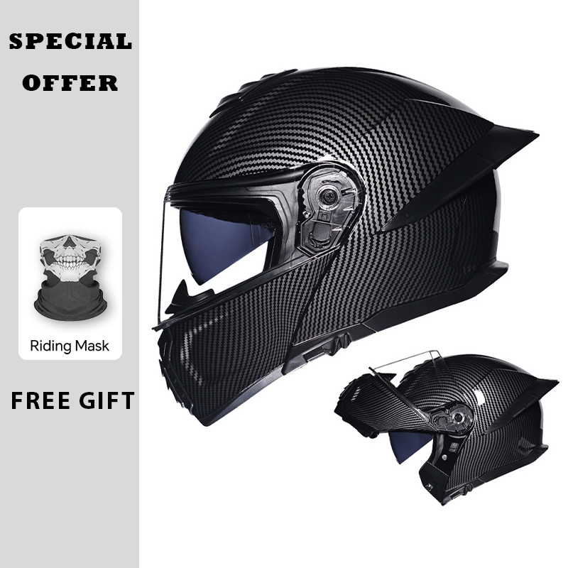 オートバイフリップアップヘルメット ダブルバイザー ラージテ - Dual Visor Motorcycle Racing Helmet のレビューと価格
